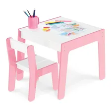 Conjunto Mesa Mesinha E Cadeira Infantil Madeira Rosa Junges Foto mini 1