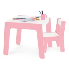 Conjunto Mesa Mesinha E Cadeira Infantil Madeira Rosa Junges Foto mini 2