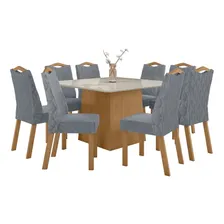 Conjunto Mesa Nevada 130cm Tampo Mdf/vidro 8 Cadeiras Iiwt Foto mini 2