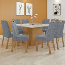 Conjunto Mesa Nevada 130cm Tampo Mdf/vidro 8 Cadeiras Iiwt Foto mini 1