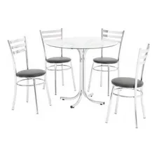 Conjunto Mesa Redonda Tampo De Vidro E 4 Cadeiras Bi Foto mini  2