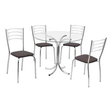 Conjunto Mesa Redonda Tampo De Vidro E 4 Cadeiras Ca Foto mini 1
