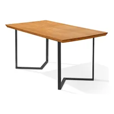 Conjunto Mesa Retangular Com Pés Industriais E 4 Cadeiras Iasmin Estrutura Em Aço Assento Estofado (suporta Até 150kg) P/ Sala De Jantar Cozinha Copa Cor Imbuia/preto Ps Móveis Foto mini 2