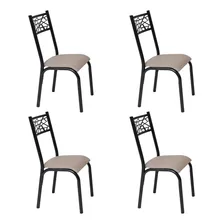 Conjunto Mesa Retangular Com Pés Industriais E 4 Cadeiras Iasmin Estrutura Em Aço Assento Estofado (suporta Até 150kg) P/ Sala De Jantar Cozinha Copa Cor Imbuia/preto Ps Móveis Foto mini 4