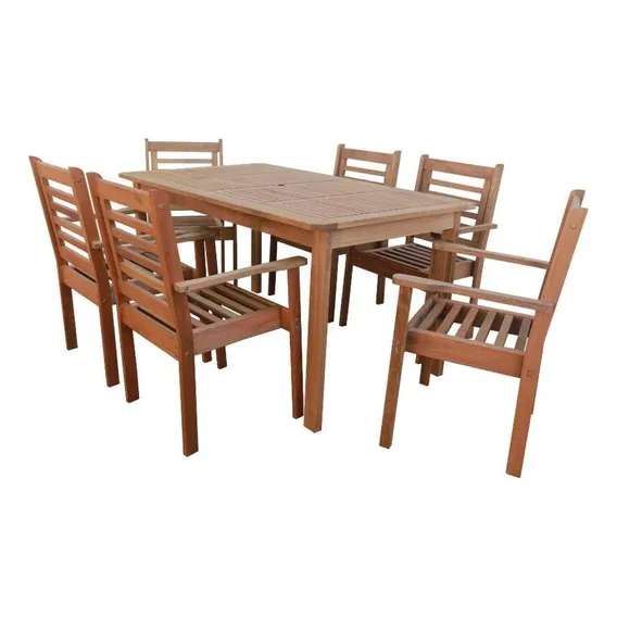 Conjunto Mesa Retangular E 6 Cadeiras Empilháveis Ig Foto 1