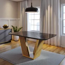 Conjunto Mesa Tampo Marmorizado Com Vidro E 6 Cadeiras Wt Foto mini 3