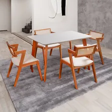 Conjunto Mesa Verona 1200x800cm Com 4 Cadeiras Madeira Foto  mini 1