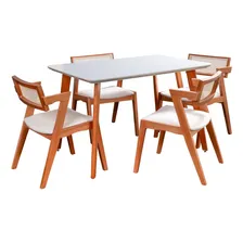 Conjunto Mesa Verona 1200x800cm Com 4 Cadeiras Madeira Foto mini  3