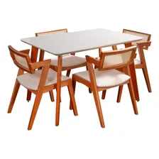 Conjunto Mesa Verona 1200x800cm Com 4 Cadeiras Madeira Foto mini 4