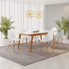 Conjunto Mesa Vidro/mdf Com 6 Cadeiras Eames Pp Wt Foto mini 2