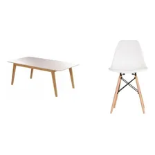 Conjunto Mesa Vidro/mdf Com 6 Cadeiras Eames Pp Wt Foto mini 1