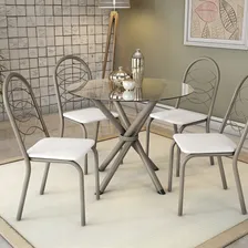Conjunto Mesa Volga Tampo De Vidro E 4 Cadeiras Chwt Foto  mini 1