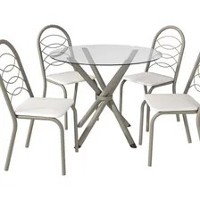 Conjunto Mesa Volga Tampo De Vidro E 4 Cadeiras Chwt Foto mini  2