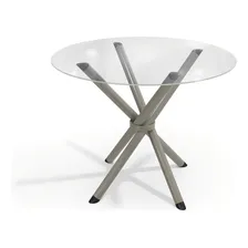 Conjunto Mesa Volga Tampo De Vidro E 4 Cadeiras Chwt Foto mini  3