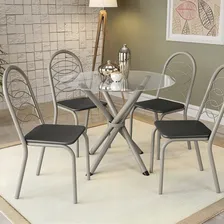 Conjunto Mesa Volga Tampo De Vidro E 4 Cadeiras Ci Foto mini 1