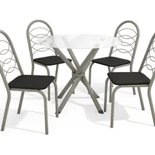 Conjunto Mesa Volga Tampo De Vidro E 4 Cadeiras Ci Foto mini 2