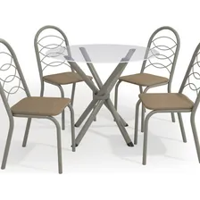 Conjunto Mesa Volga Tampo De Vidro E 4 Cadeiras Db Foto mini 2