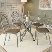 Conjunto Mesa Volga Tampo De Vidro E 4 Cadeiras Db Foto mini 1