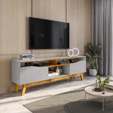 Conjunto Painel E Rack Dublin Naturalle Off White Foto mini 2