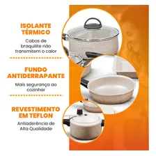Conjunto Panelas 17 Peças Bianco Com Revestimento Antiaderente Brinde Panela Pressão Jogo Kit Com Tampa De Vidro Teflon Foto mini 4
