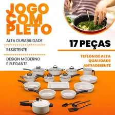 Conjunto Panelas 17 Peças Bianco Com Revestimento Antiaderente Brinde Panela Pressão Jogo Kit Com Tampa De Vidro Teflon Foto mini  2