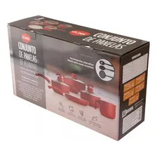 Conjunto Panelas 8 Peças Vermelho AlumÃnio Cerâmica Vidro Foto mini 2