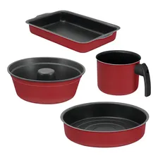 Conjunto Panelas Antiaderente Tampa Vidro 13 Peças Vermelha Foto mini  3