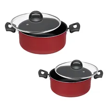 Conjunto Panelas Antiaderente Tampa Vidro 13 Peças Vermelha Foto mini 4