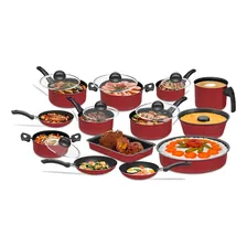 Conjunto Panelas Antiaderente Tampa Vidro 13 Peças Vermelha Foto  mini 1