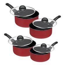 Conjunto Panelas Antiaderente Tampa Vidro 13 Peças Vermelha Foto mini  2