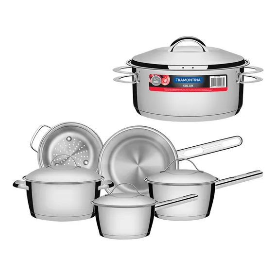Conjunto Panelas Inox 5 Pç + Panela Inox 4,7l Tramontina Cor Prateado Foto 1