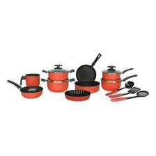 Conjunto Panelas Teflon 11 Pçs Vermelho - Tampa De Vidro Foto mini 2