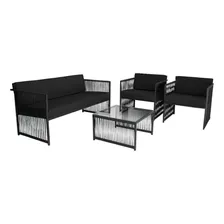 Conjunto Para Área Externa De Corda Náutica Estrutura Preto Foto  mini 1
