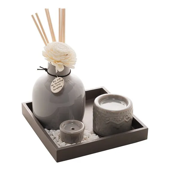 Conjunto Para Aromatizador Em Ceramica Cinza Lyor 4593 Foto 1