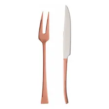 Conjunto Para Assados Faca E Garfo Trinchante Rose Gold Bern Foto  mini 1