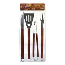 Conjunto Para Churrasco 4 Peças Longo, Inox E Madeira - Mor Foto mini 2