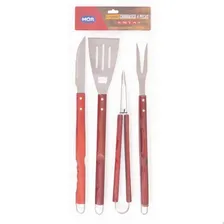 Conjunto Para Churrasco 4 Peças Longo, Inox E Madeira - Mor Foto mini 4