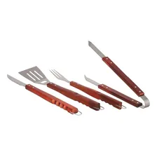 Conjunto Para Churrasco 4 Peças Longo, Inox E Madeira - Mor Foto mini 1