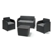 Conjunto Para Jardim - Poltronas E Mesa Baú - 4 Peças Estrutura Cinza Foto mini 1