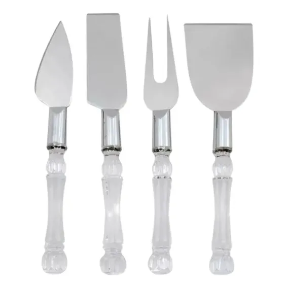 Conjunto Para Queijo 4 Peças Em Inox Com Cabo Em Acrilico Cor Acrílico com inox Foto 1