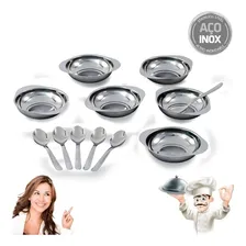 Conjunto Para Sobremesa 12 Peças Jogo De Taças Inox Gourmet Cor Prateado Foto mini  3