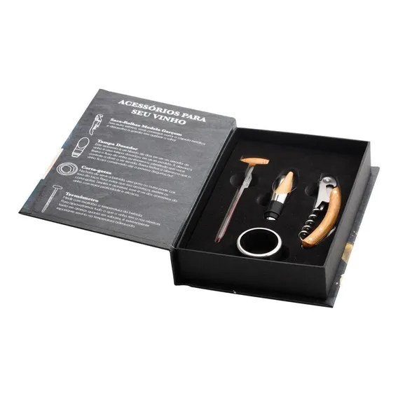 Conjunto Para Vinho Bon Gourmet Aço Inox Com Caixa Foto 1