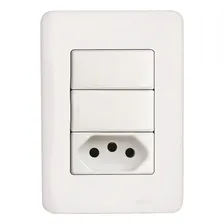 Conjunto Perlex Aros 4x2 Branco Com Placa2simples+tomada 20 Foto mini 1