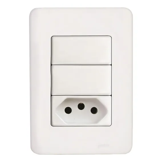 Conjunto Perlex Aros 4x2 Branco Com Placa2simples+tomada 20 Foto 1