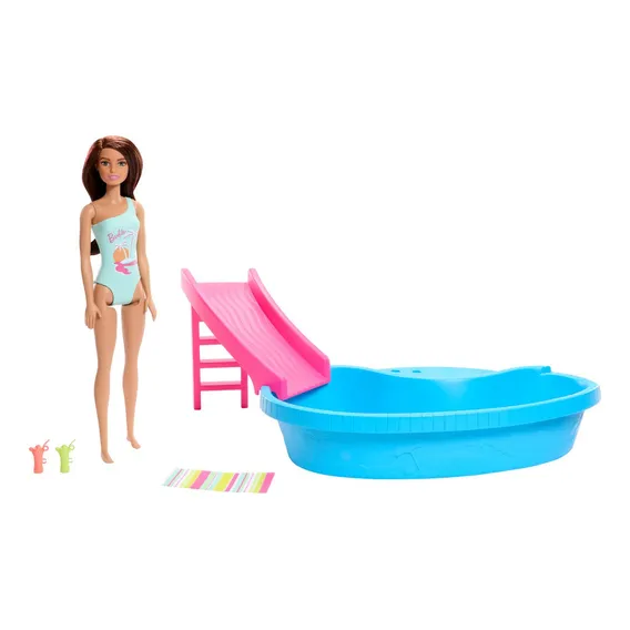 Conjunto Piscina Glam Com Boneca Barbie Com Maiô Verde Foto 1