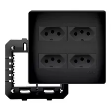 Conjunto Placa 4x4 -3 Tomada Simples 10a + 1 Tomada 20a Fame Cor Preto Foto  mini 1