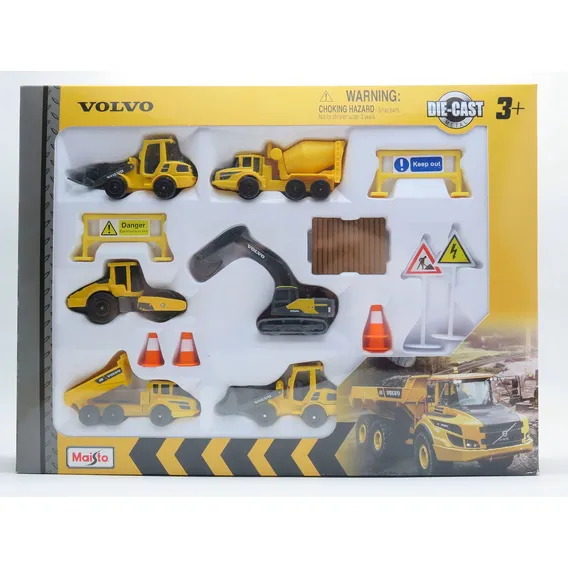 Conjunto Playset Construção 6 Miniaturas Volvo 1/64 Maisto Foto 1