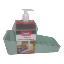 Conjunto Porta Detergente Quadrado Verde Ăgua PlasĂștil Foto mini 1