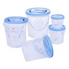 Conjunto Porta Mantimentos Decorado Com 5 Peças Plasútil Azul Foto  mini 1