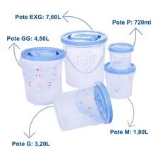 Conjunto Porta Mantimentos Decorado Com 5 Peças Plasútil Azul Foto mini  3